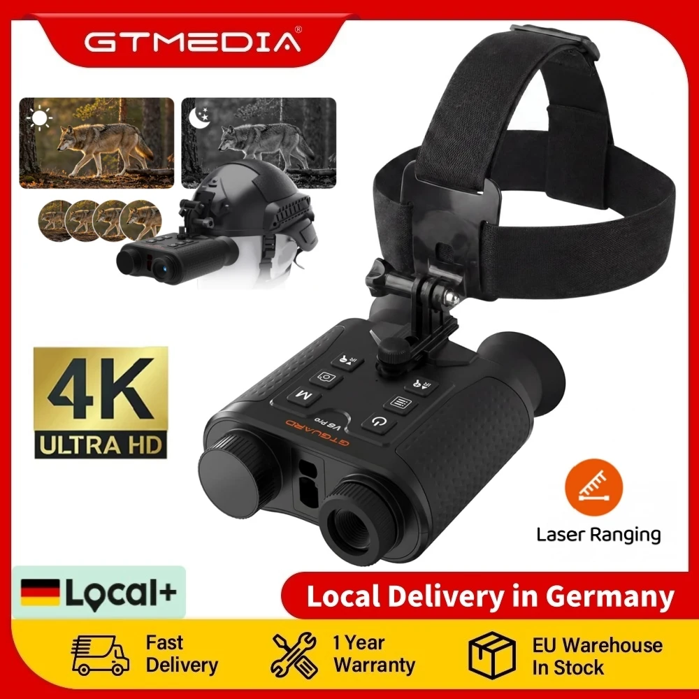 GTMEDIA V6 PRO Infrared 4K Night Vision Binoculars Goggles 8X Digital Zoom 300M Full Darkness Photo&Video Telescope for Hunting