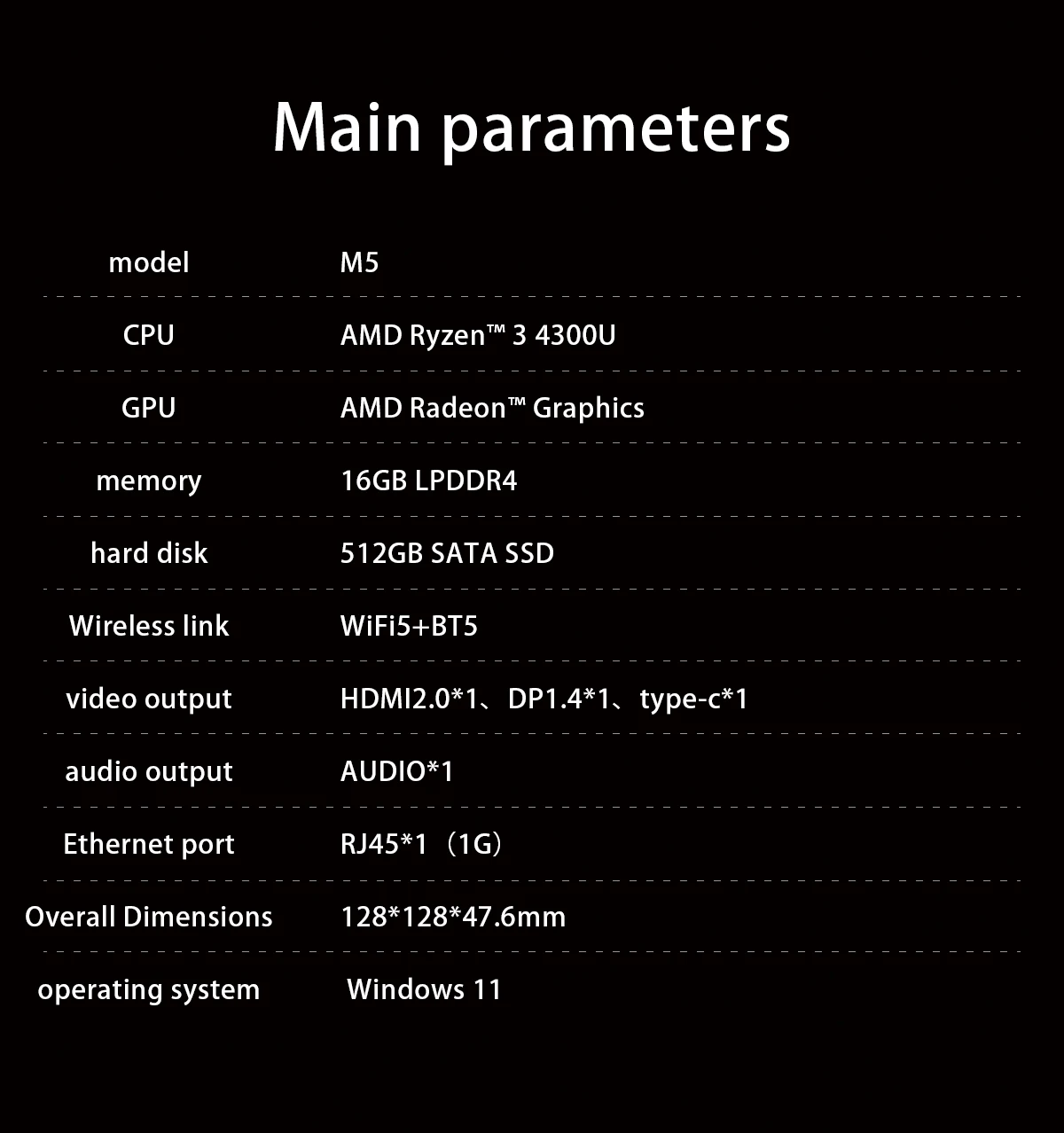 SOYO Mini-Computer AMD Ryzen 3 4300U 16G LPDDR4 RAM 512 M.2 SSD ROM M5 Mini-PC HDMI-kompatibel DP Dual 4K UHD für Zuhause/Geschäft – Detail 9