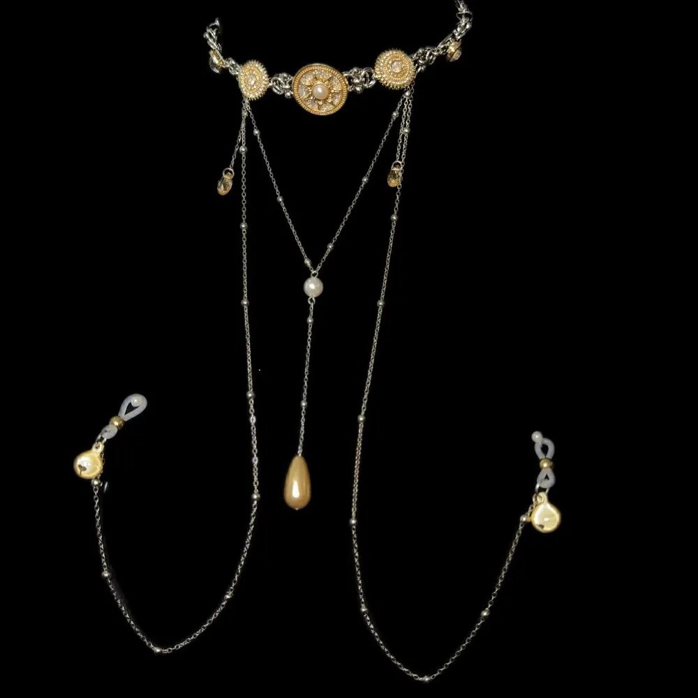 Joyería corporal de estilo palaciego de lujo, abrazaderas para pezones con gargantilla de perlas, fetiche BDSM ajustable, juegos para adultos, Juguetes sexuales para parejas