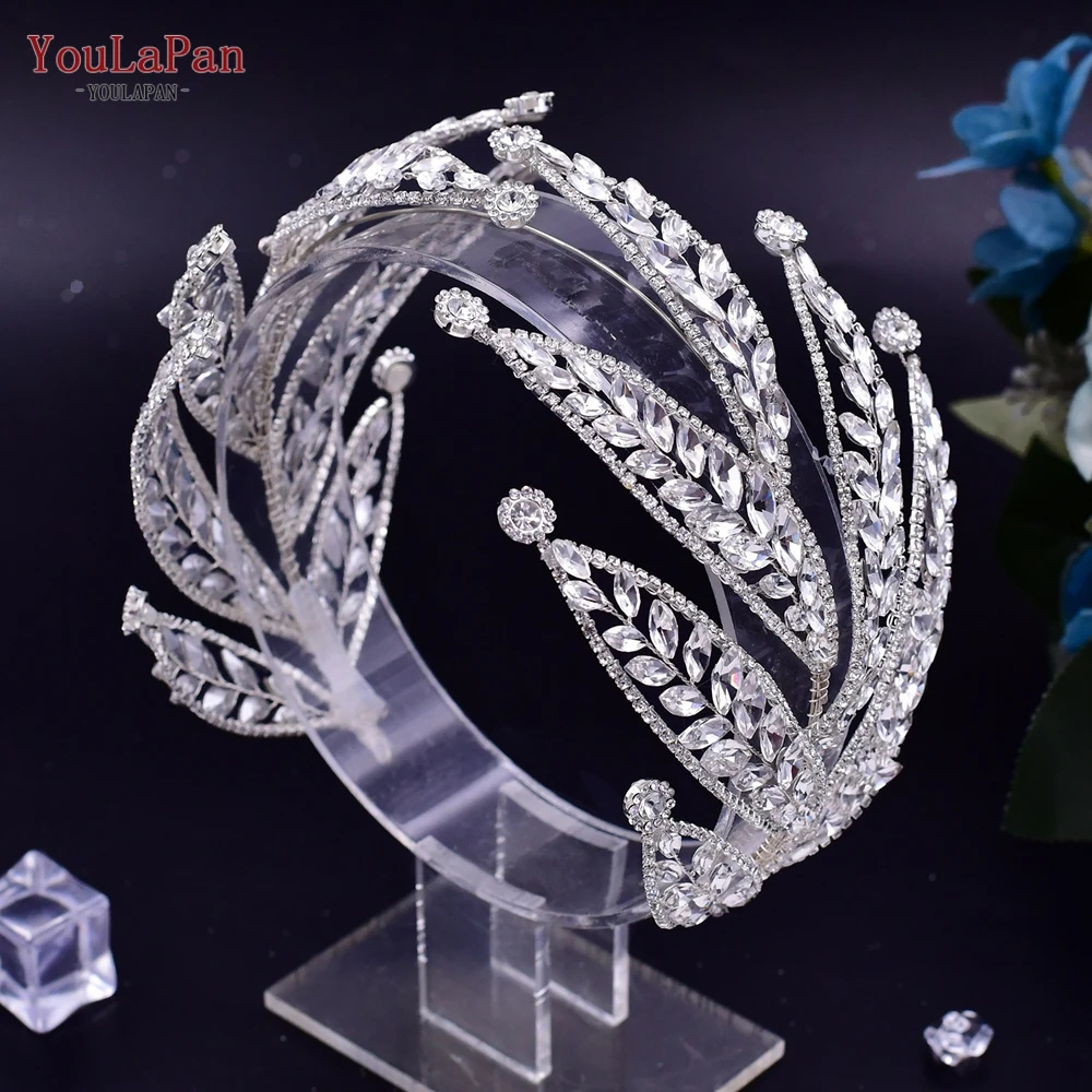 

TOPQUEEN Luxury Wedding Tiara Rhinestone Headpiece for Woman Pageant Headdress Bridal Hair Accessories Bride Headband HP501