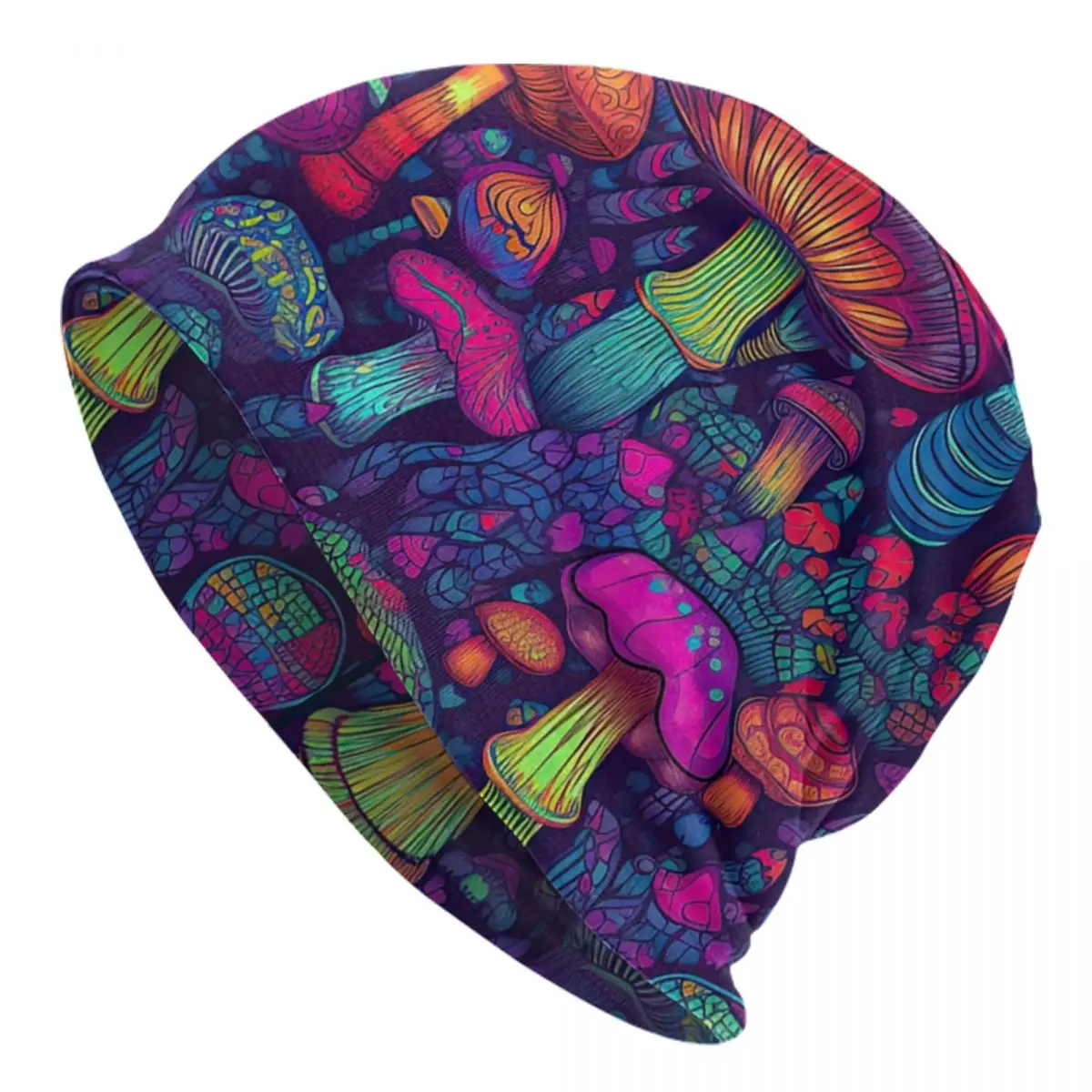 

Custom Psychedelic Magic Mushrooms Trippy Goth Skullies Beanies Caps Winter Warm Knit Hat Adult Bonnet Hats Outdoor Ski Cap