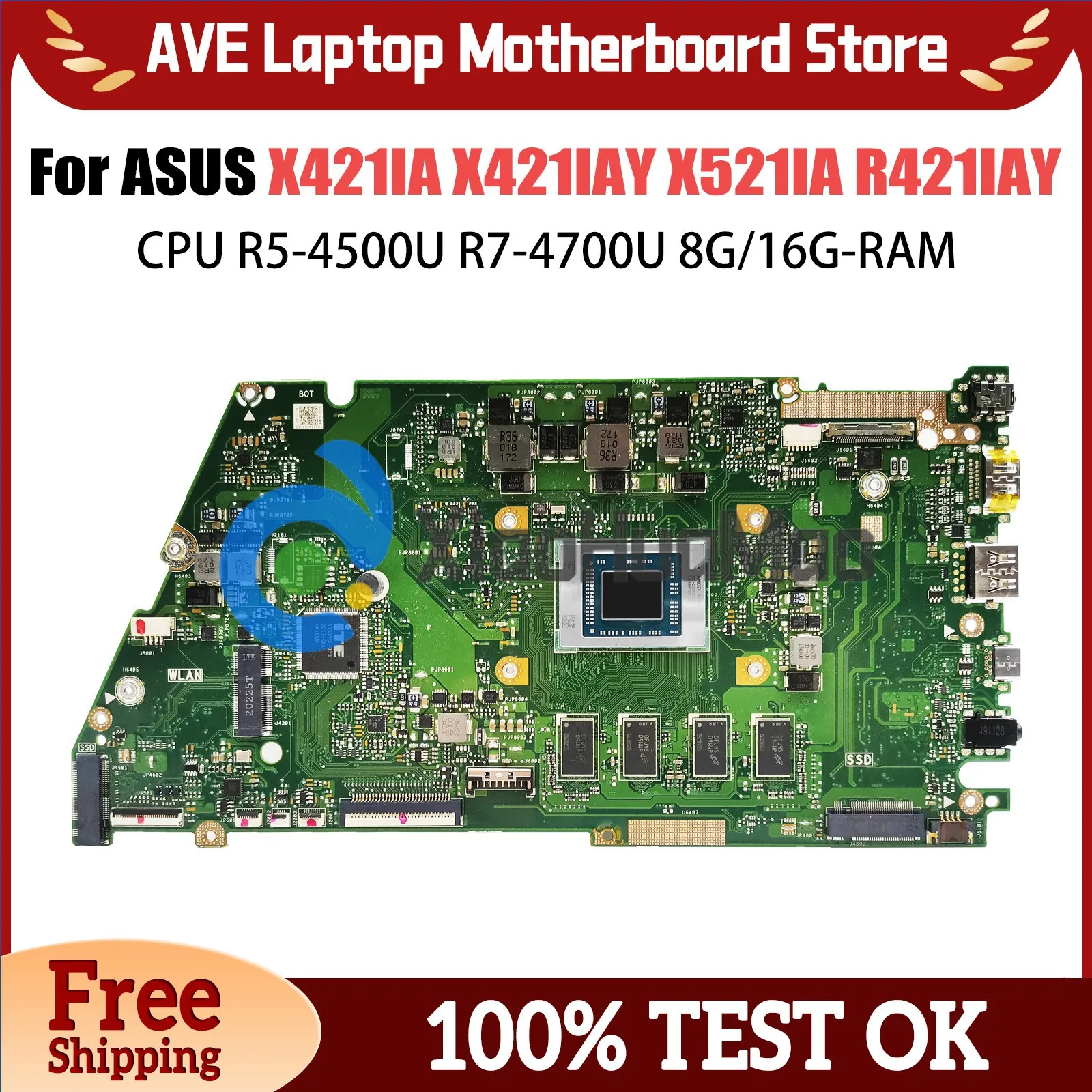 Placa base X421IA para portátil ASUS Vivo Book X421IAY X521IA R421IAY, placa base con CPU R5-4500U 8G/16G ram