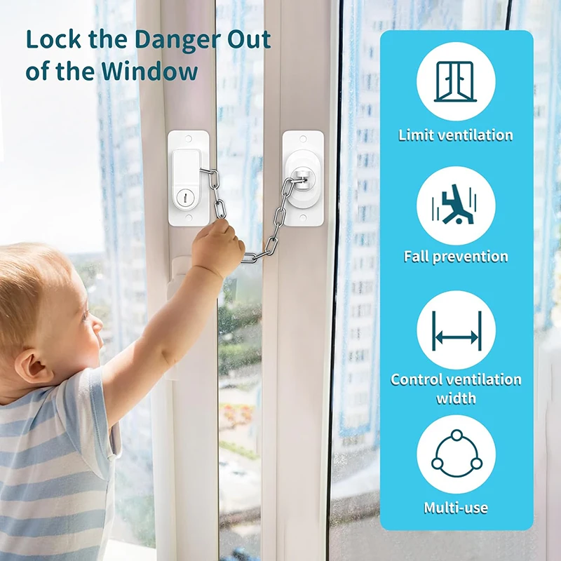 Child Safety Locks Upgraded Adjustable Window Limiters Door Locks Refrigerator Locks Keep Children Safe Catch Latch Screw Guard