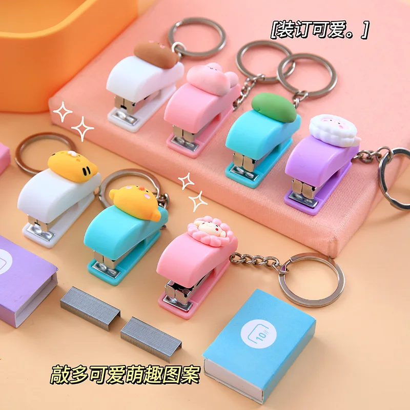 1PC Dễ Thương Phim Hoạt Hình Kim Bấm Nhỏ Móc Chìa Khóa Kawaii Gấu Thỏ Sinh Viên Sáng Tạo Stapler Thuận Tiện Vòng Chìa Khóa Mặt Dây Chuyền