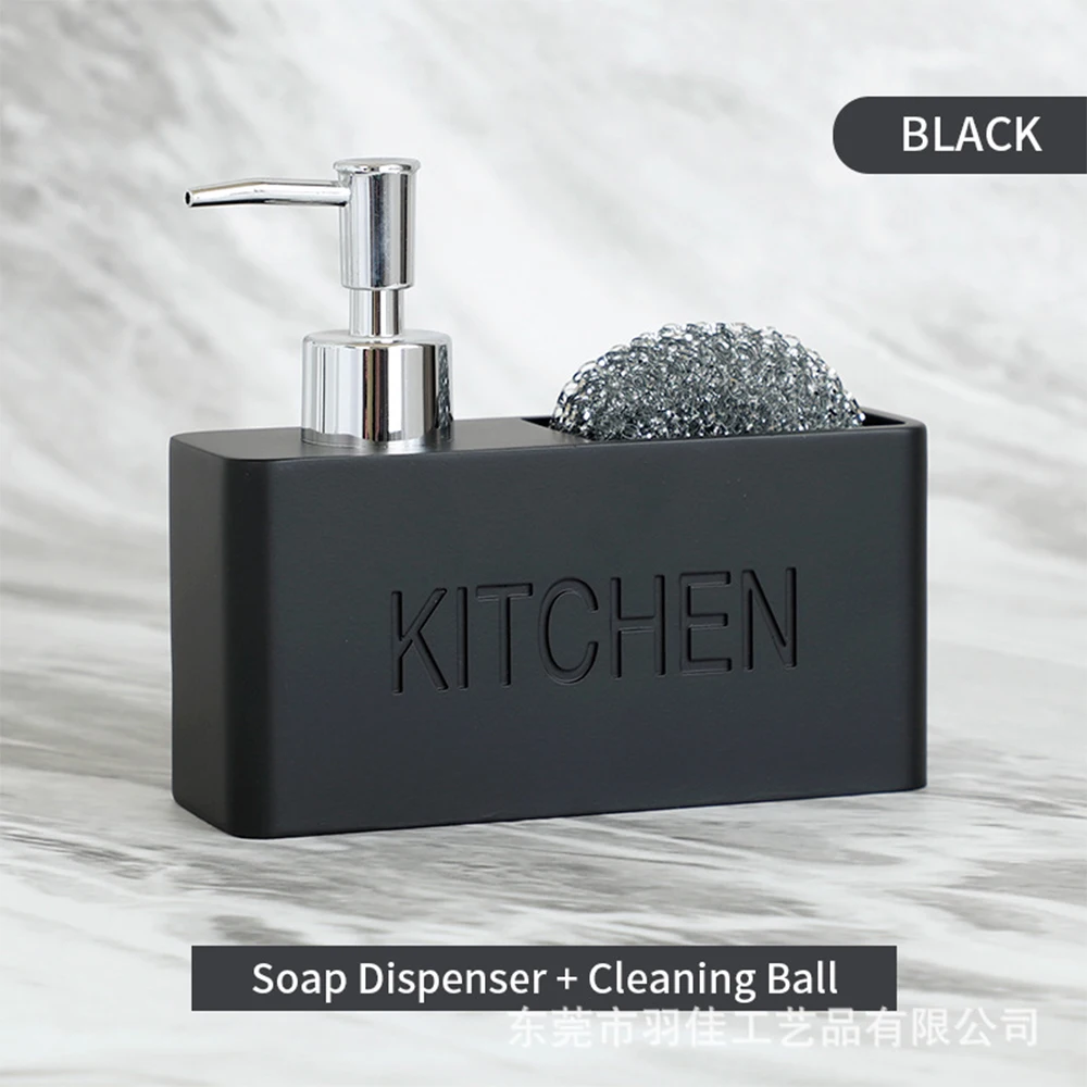 Kitchen Dish Soap Dispenser Storage Box Set Countertop Liquid Hand Refillable Bottle with Cleaning Sponge Holder