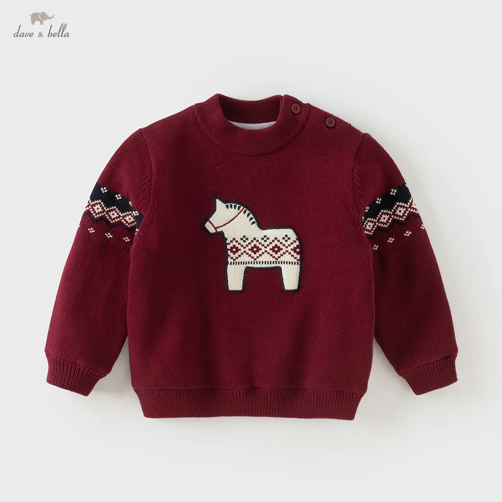 

Dave Bella Boys Sweater Autumn Winter Children Cotton Knitted Top Long Sleeve Baby Thick Pullover Kids Casual Clothing DB4254256