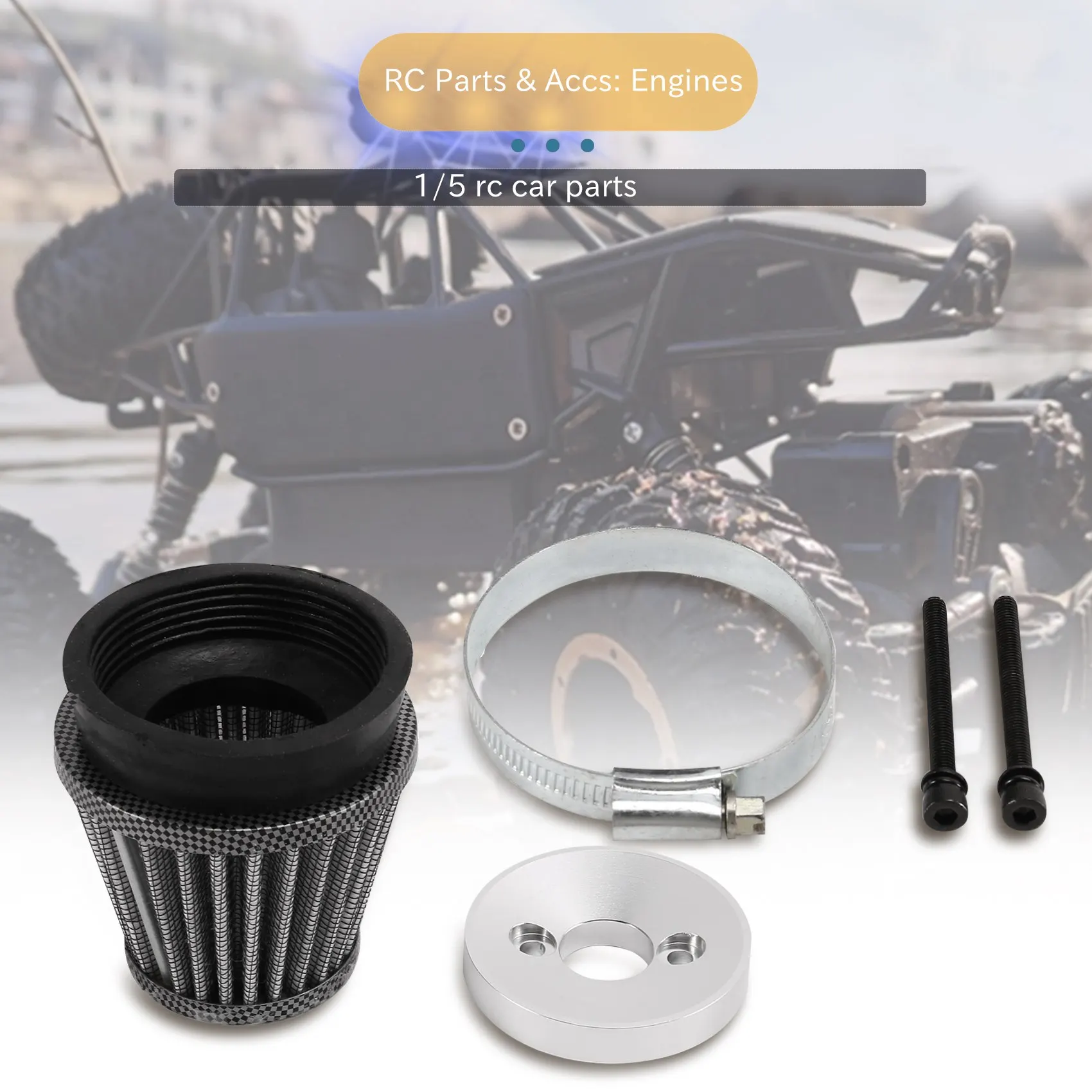 Metal Air Filter Fit for Zenoah CY 23Cc 26Cc 29Cc 30.5Cc 32Cc 45Cc Engines for 1/5 HPI Km Baja 5B 5T 5SC Rc Car