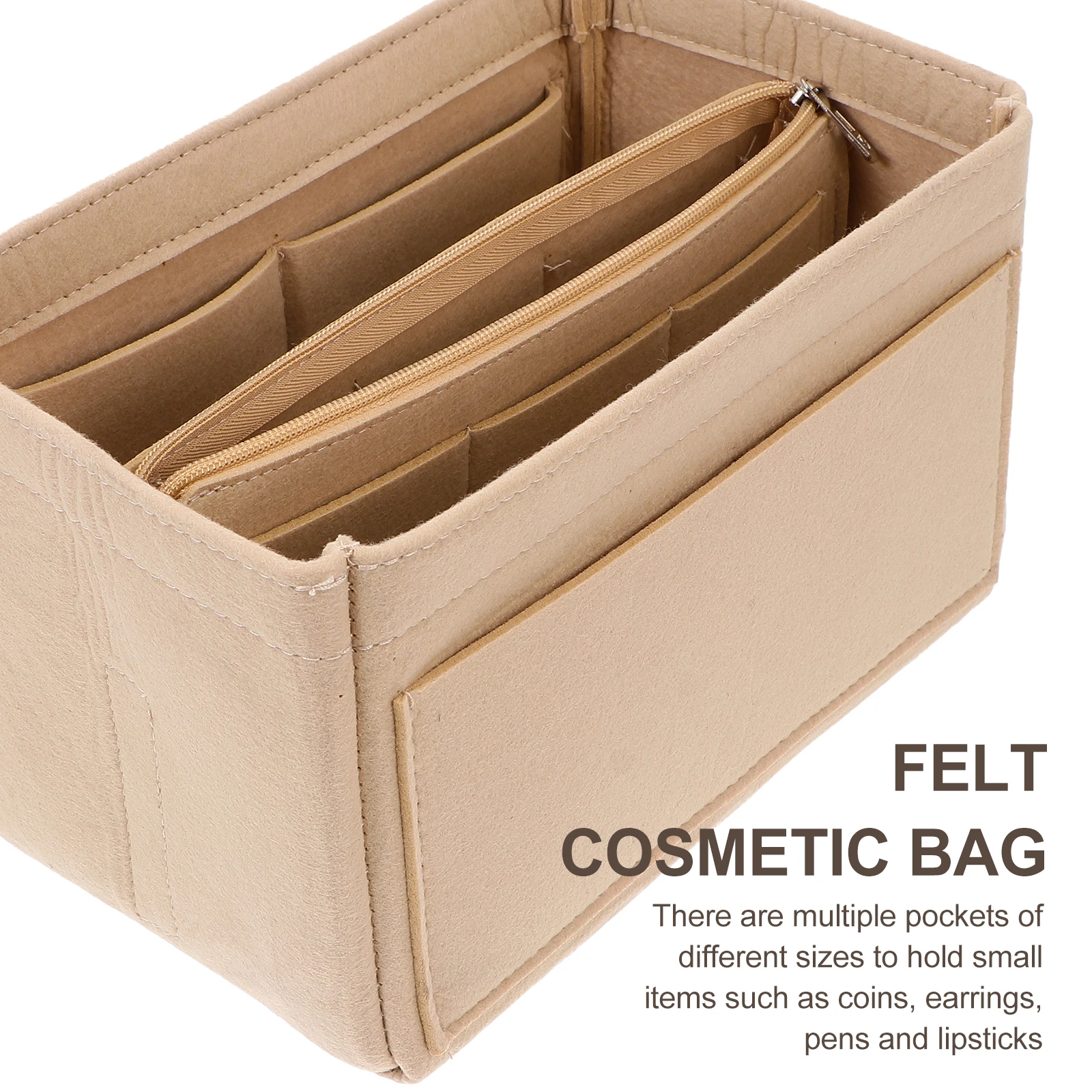 

1pc Detachable Felt Bag Pouch Case for Women Tote Makeup Organizer Multi Space Practical Lightweight Compact Size