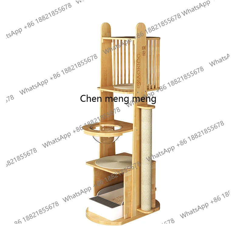 

solid wood cat climbing frame cat nest tree toilet integrated space capsule bantam cat scratching column does not occupy an area