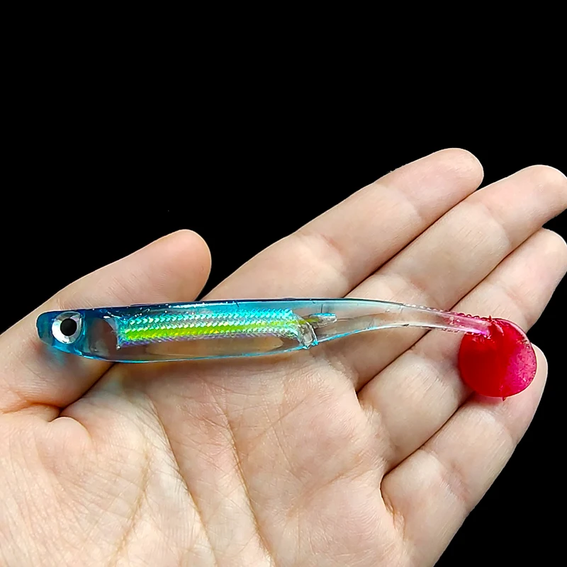 Rainbow Fish Soft Lure 9cm/5g Simulation Silicone Artificial Bionic Soft Bait Embedded Aluminum Foil Soft Lure Fishing Tackle