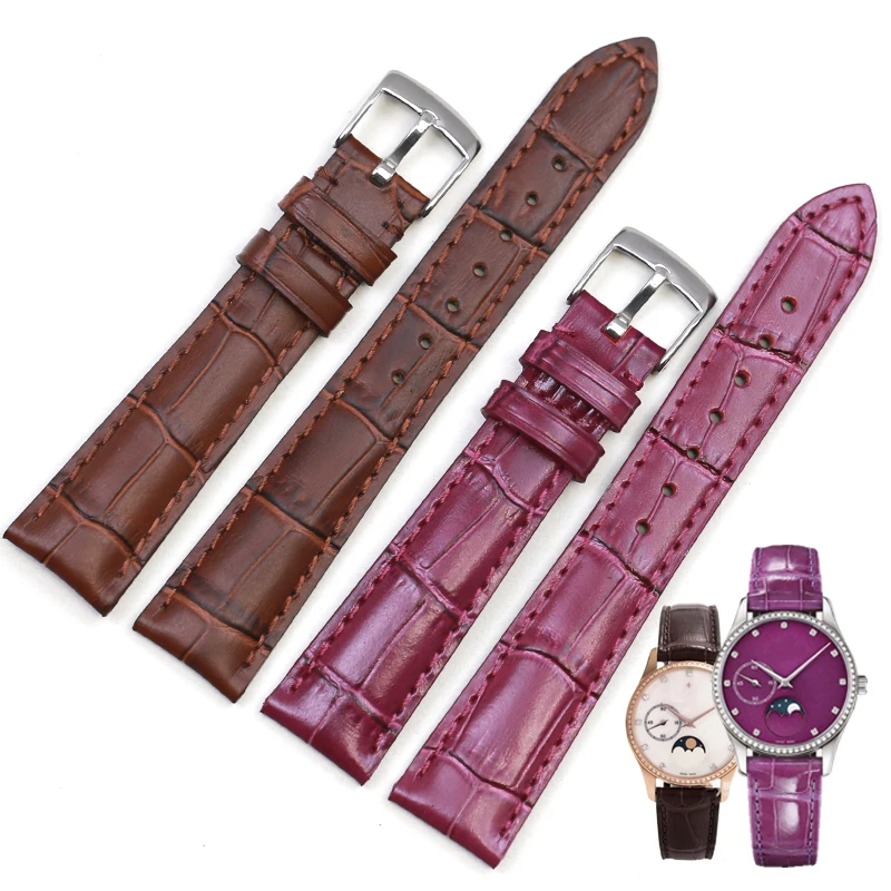 SAUPPO Watchband Suitable for Zenith ELITE Pin Buckle Top-Layer Leather Exquisite Sewing Watch Strap Sweatband Men Women