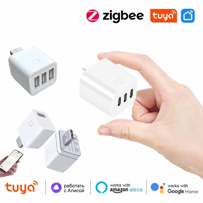 Tuya WiFi/Zigbee Smart USB Adapter Plug 1 2 3 Gang Smartlife APP Timing DIY ON/OFF Controller Works with Alexa Google Smart Home