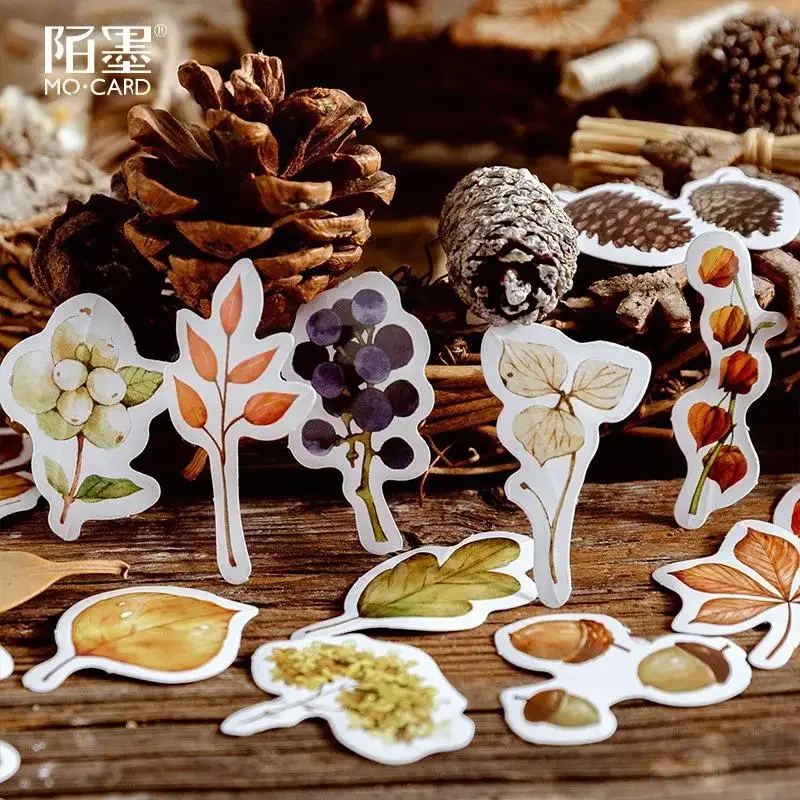 46 Pcs Fall Pumpkin Mushroom Stickers For Diy Craft Photo Album Retro Decoration