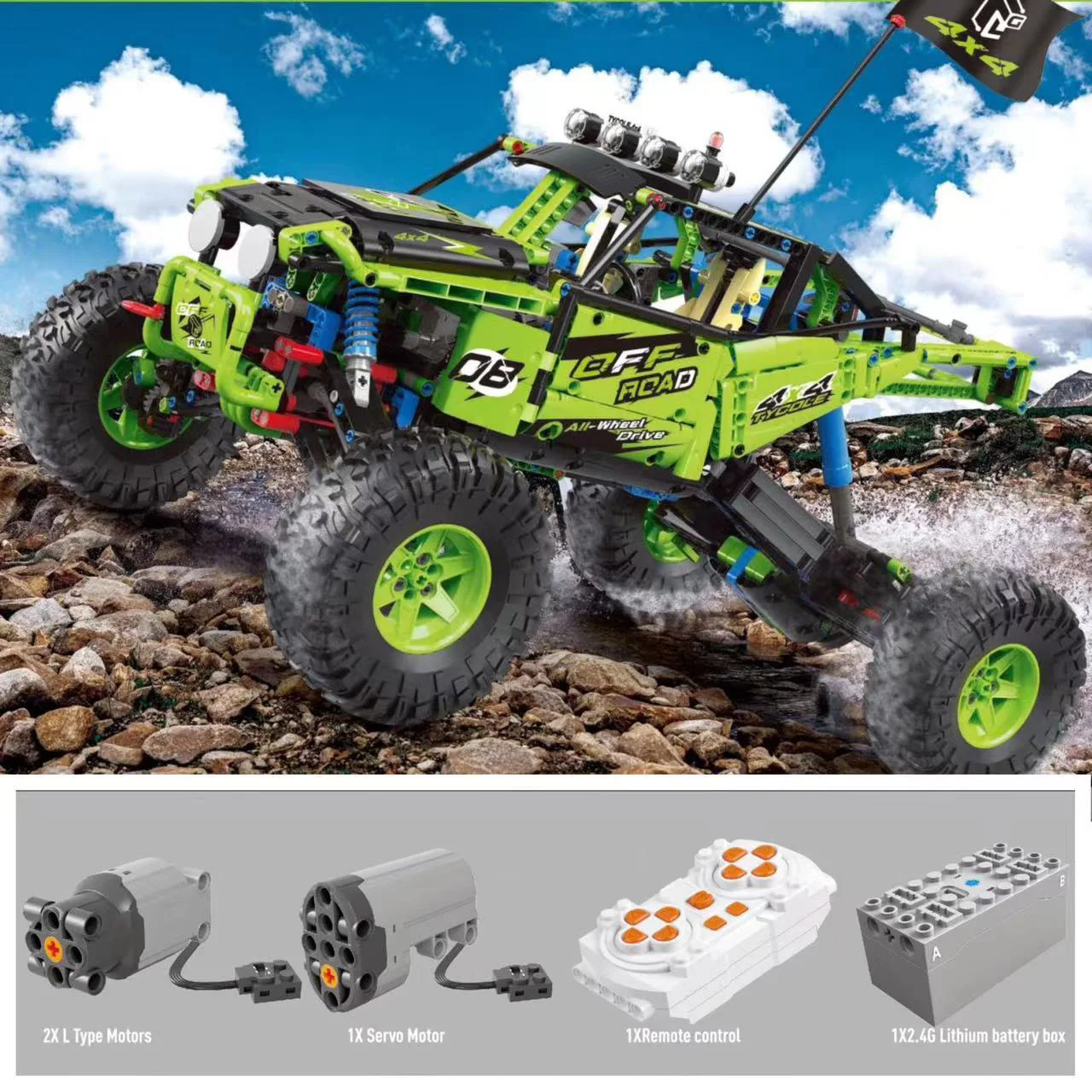 Coche de Control remoto ORV Radio 2,4 Ghz, bloques de construcción técnicos, modelo Monsters 4X4 Explorer, ladrillos de vapor, juguetes RC, vehículo todoterreno