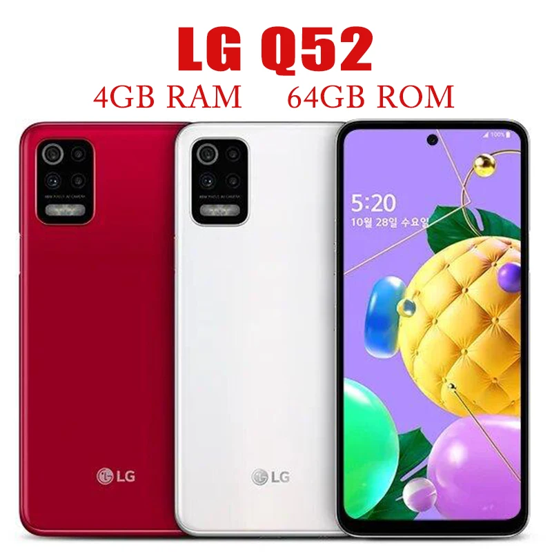 

LG Q52 4GB RAM 64GB Smartphone ROM 6.6'' CPU P35 12nm Android 10.0 Quad Camera Mobile Unlocked Original Cell Phone Touch Screen