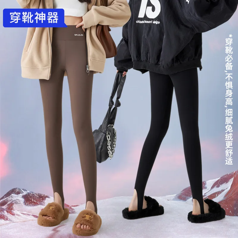 تشكيل سروال Shark للنساء، يمكن ارتداؤه في الخارج، سروال ضيق مبطن بالصوف للخريف والشتاء، تحكم في البطن، رفع، رياضي طويل P