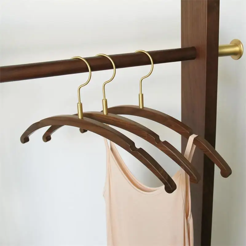 Premium Black Walnut Hanger Non Slip Anti Wrinkle Wooden Clothes Rack for Hotel Wardrobe Garment Organizer for Suits Coats