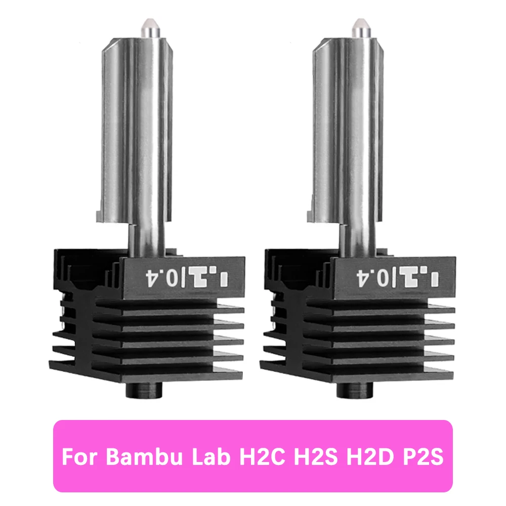 Non-detachable Nozzle Hotend For Bambu Lab P2S Hot End Hardened Steel Nozzle 0.2/0.4/0.6/0.8mm For Bamboo H2C/H2D/H2S/A1/A1mini
