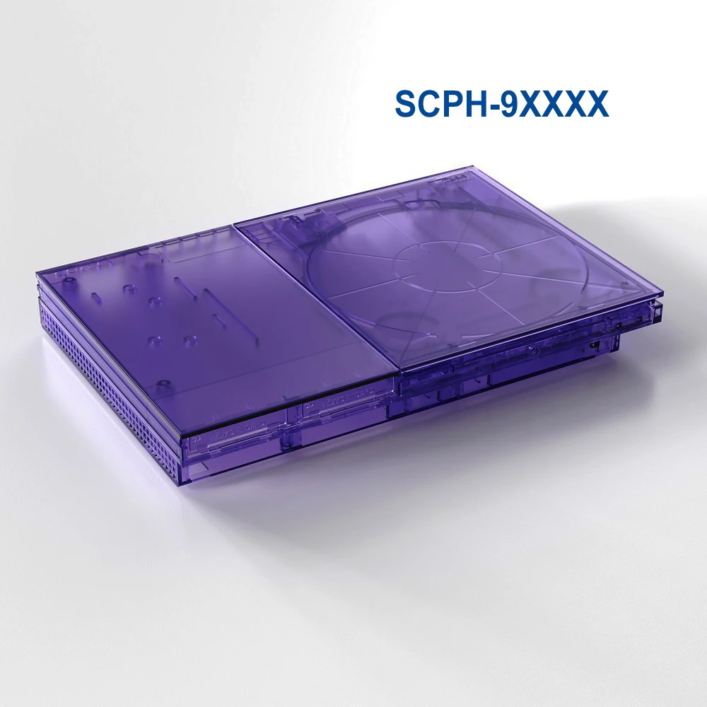 حافظة بديلة Bitfunx شفافة باللون الأسود والأرجواني لوحدة تحكم الألعاب PS2 Slim