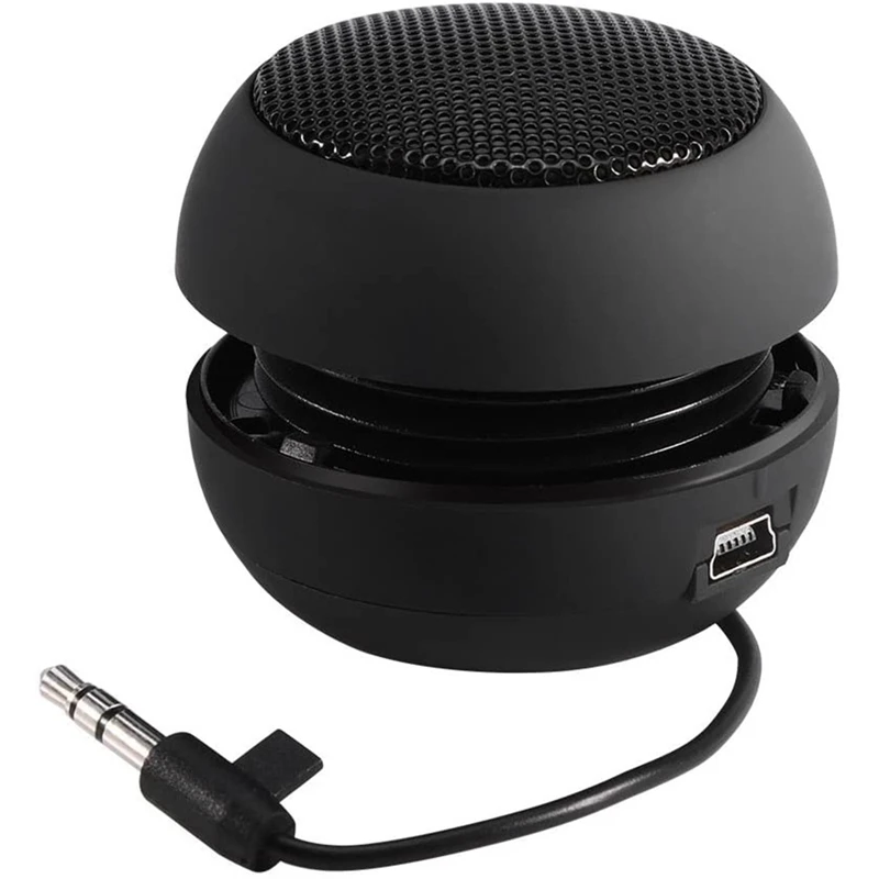 Mini haut-parleur de voyage portable avec câble audio de 3.5mm, basse tension, batterie intégrée, haut-parleur rétractable pour urgent