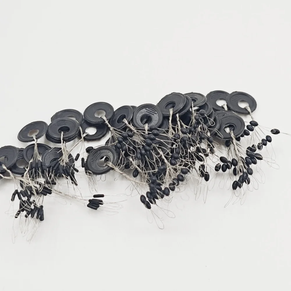 

60pcs 10 Group Olive & Cylinder Black Rubber Space Beans Stopper Suitable For Fishing Line 1.2-6# Carp Fishing Accessories