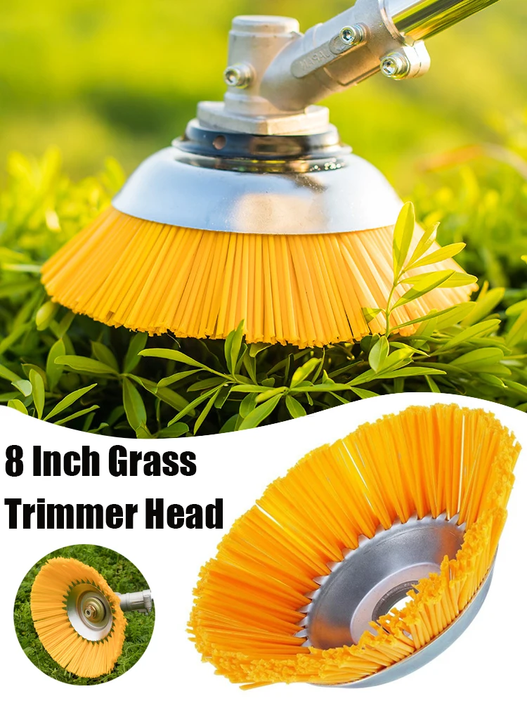 

8 Inch Weed Brush Cutter Head Lawn Mower Universal Grass Trimmer Head Nylon Wire Wheel Rotary Weed Brush for Garden Lawnmower