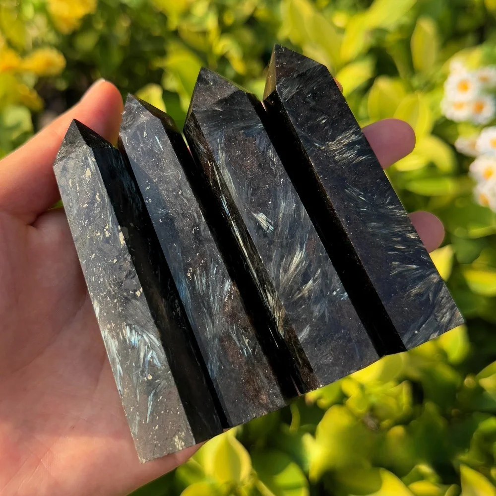 

1Pc 2.36in-3.94in Arfvedsonite Tower Point, Astrophyllite Obelisk Wand, Crystal,Home Decor