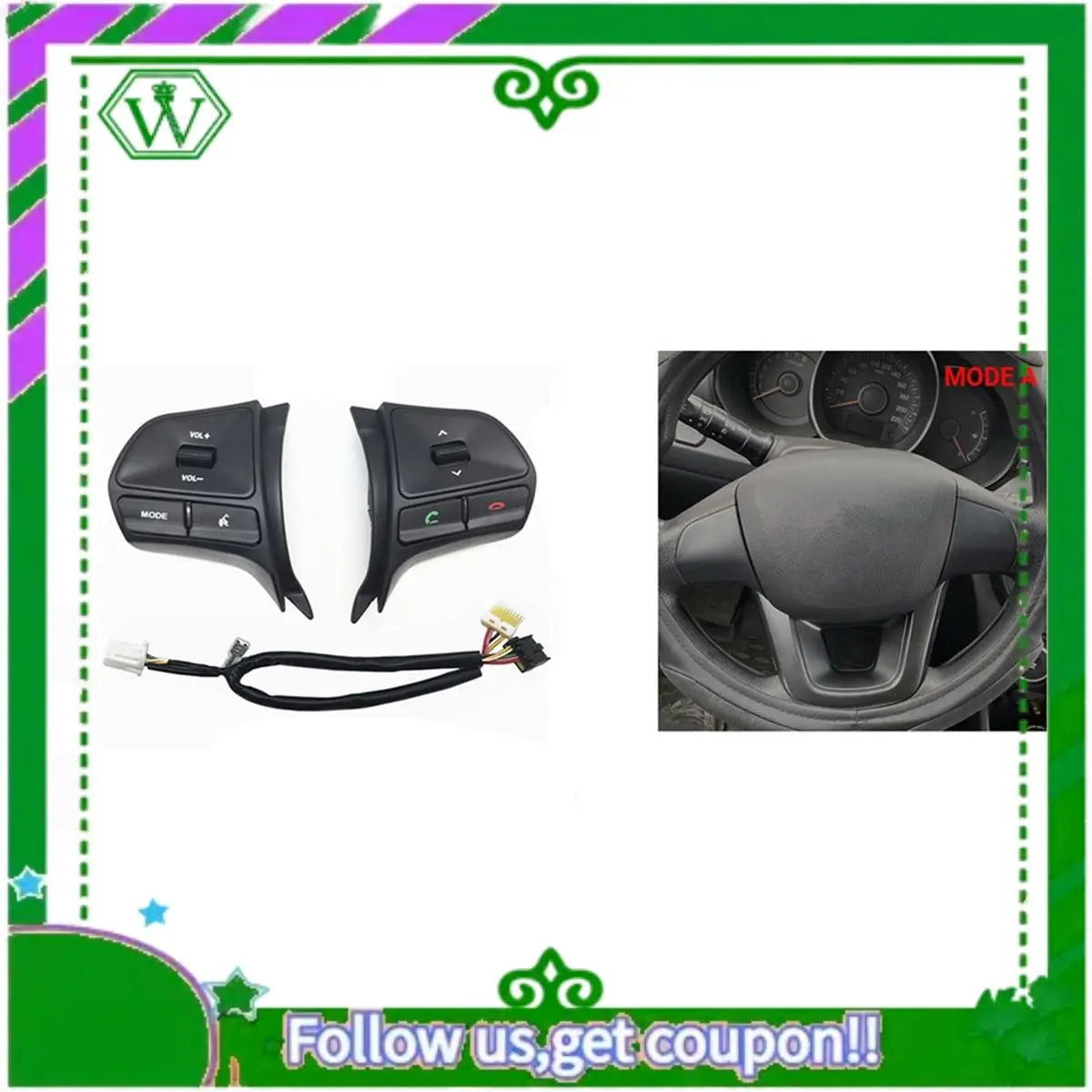 

AC34-кнопка управления рулевым колесом, многофункциональный переключатель громкости аудиотелефона для KIA RIO K2 2011-2014 с подсветкой