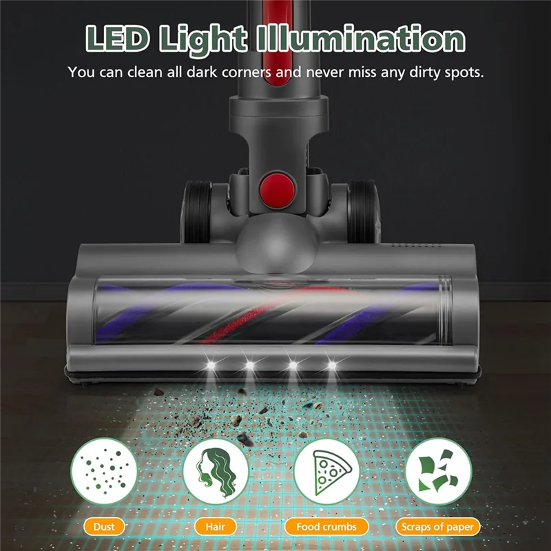 

M17K-For Dyson V7 V8 V10 V11 V15 Cordless Stick Vacuum Cleaners With LED Headlights Roller Floor Brush Head Replacement