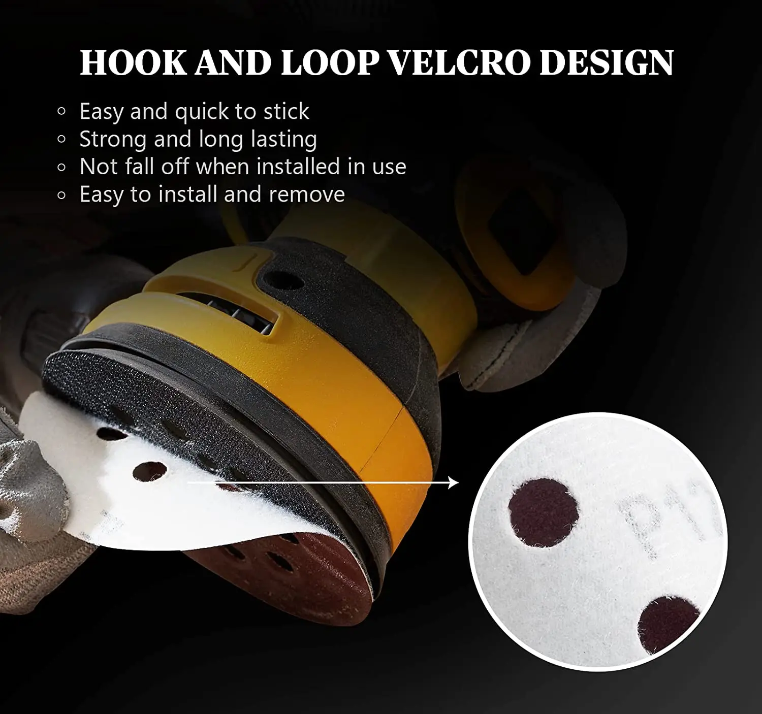 Kit de papel de lixa Hook and Loop, adesivo para lixadeira orbital aleatória, moagem de madeira, 40 a 320 grãos, 5 ", 8 furos, 72 pcs
