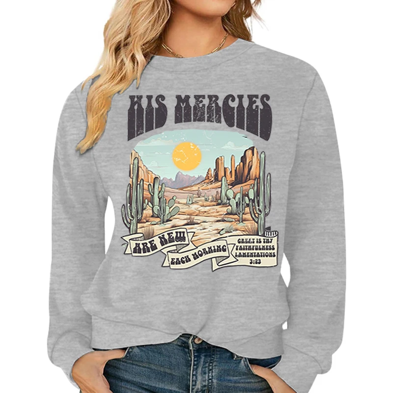 

His Mercies Are New Graphic Women Sweatshirts The Fruit of The Spirit Galatians Faith Women's Sweat-shirt Vintage Boho Hoodies