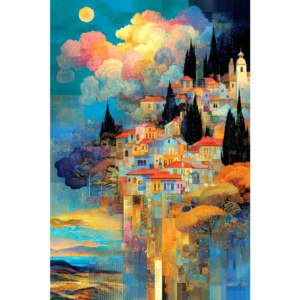 500/1000/1200/2000PCS Puzzle Magical Mountain Village Jigsaw DIY Modern Home Wall Decor Holiday Gifts Suitable for Beginners