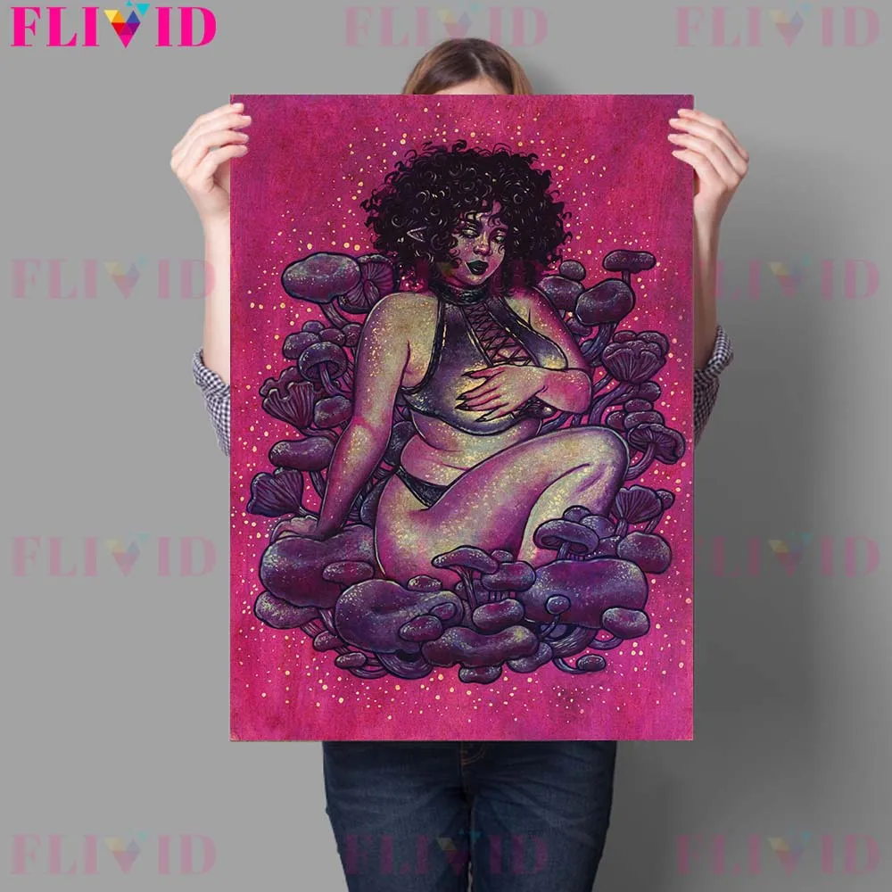 Mushroom Nymph And Four Seasons Witch Vintage Wall Art Canvas Painting Medusa In Love Art Poster And Print Home Decor Unframed