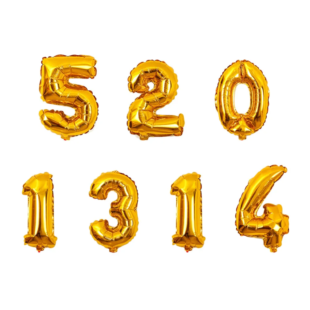 

10 Pcs Number Balloon Gold Party Birthday Decorations Balloons Foil Aluminum Digital Emulsion