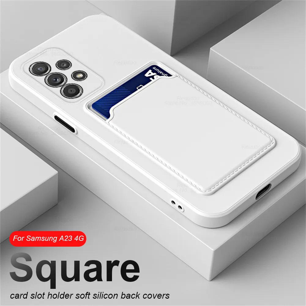 Sumsung a23 Case Card Slot Holder Square Soft Silicone Phone Cover For Samsung Galaxy a23 4G a 23 23a SM-A235F Shockproof Fundas