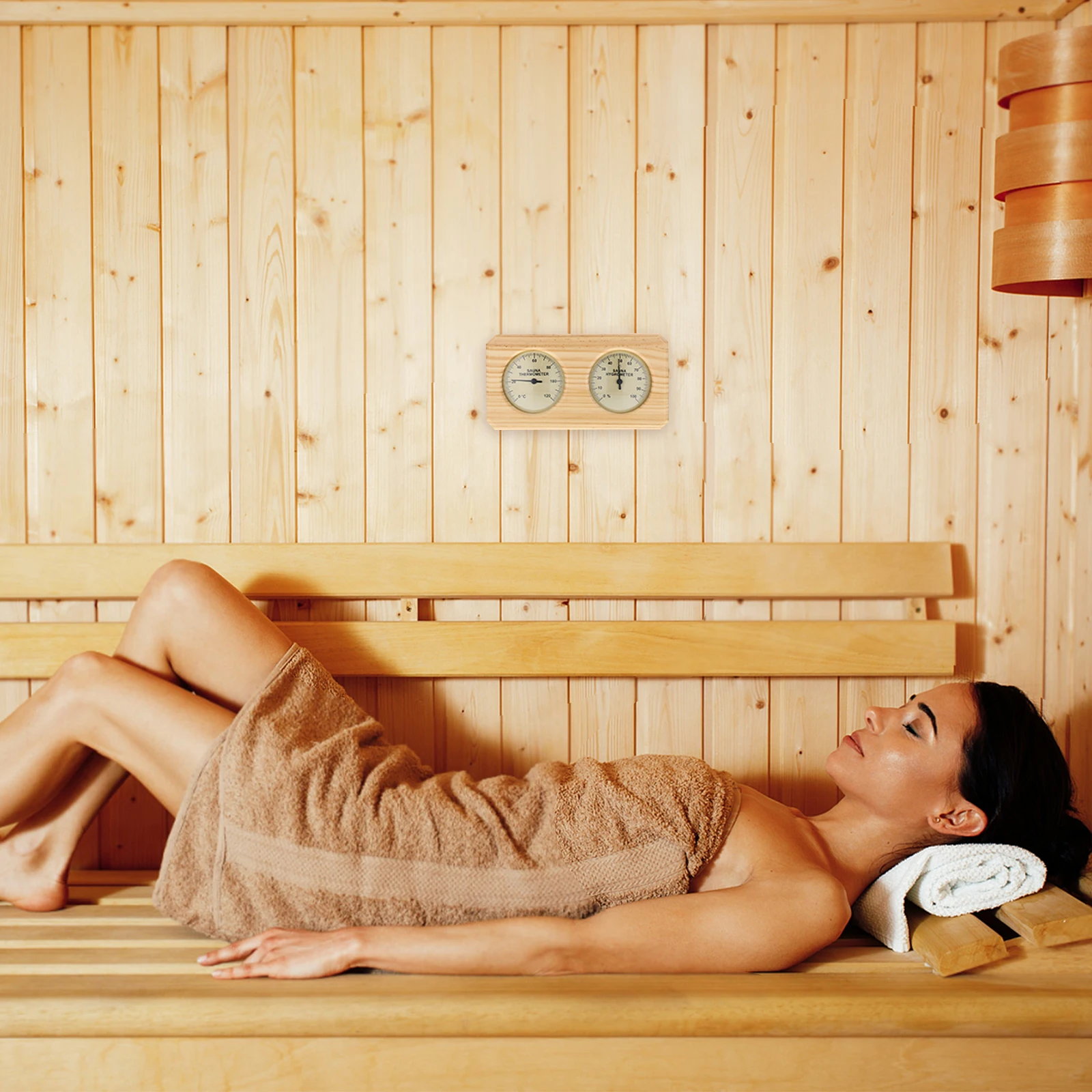 

Sauna Temperature Humidity Meter Wooden Wall Mount Hygrometer Thermometer Home Sauna Room Monitor High Temp