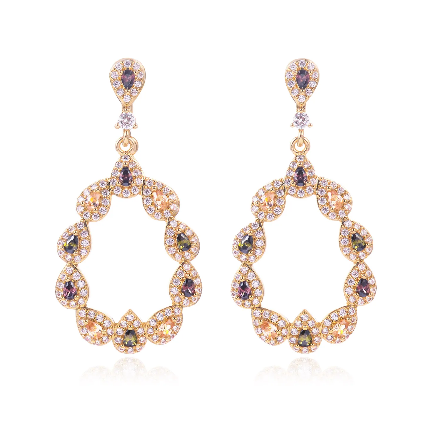 New Colorful Crystal Drop Flash Earrings High-Quality Fashion Jewelry Accessories For Women Wholesale