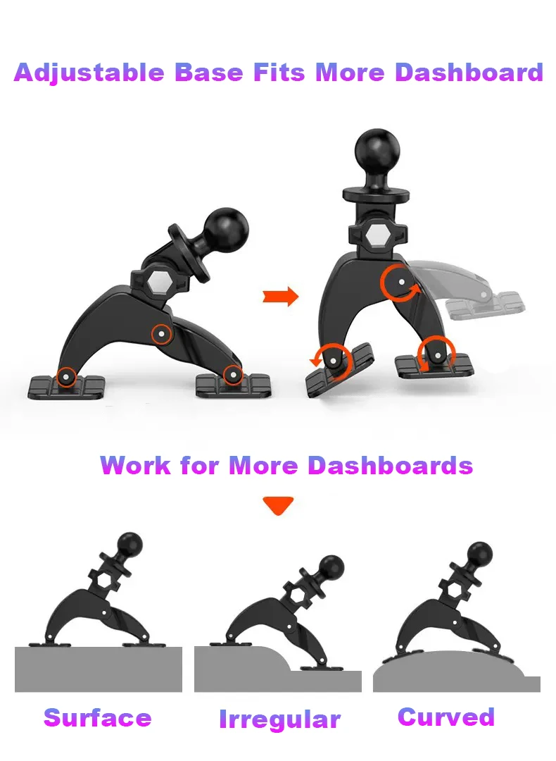 Universal 17mm Ball Head Car Dash Dual Self Adhesive Base 360 Degree Rotation Phone Holder Cellphone Support Bracket Accessories image 4