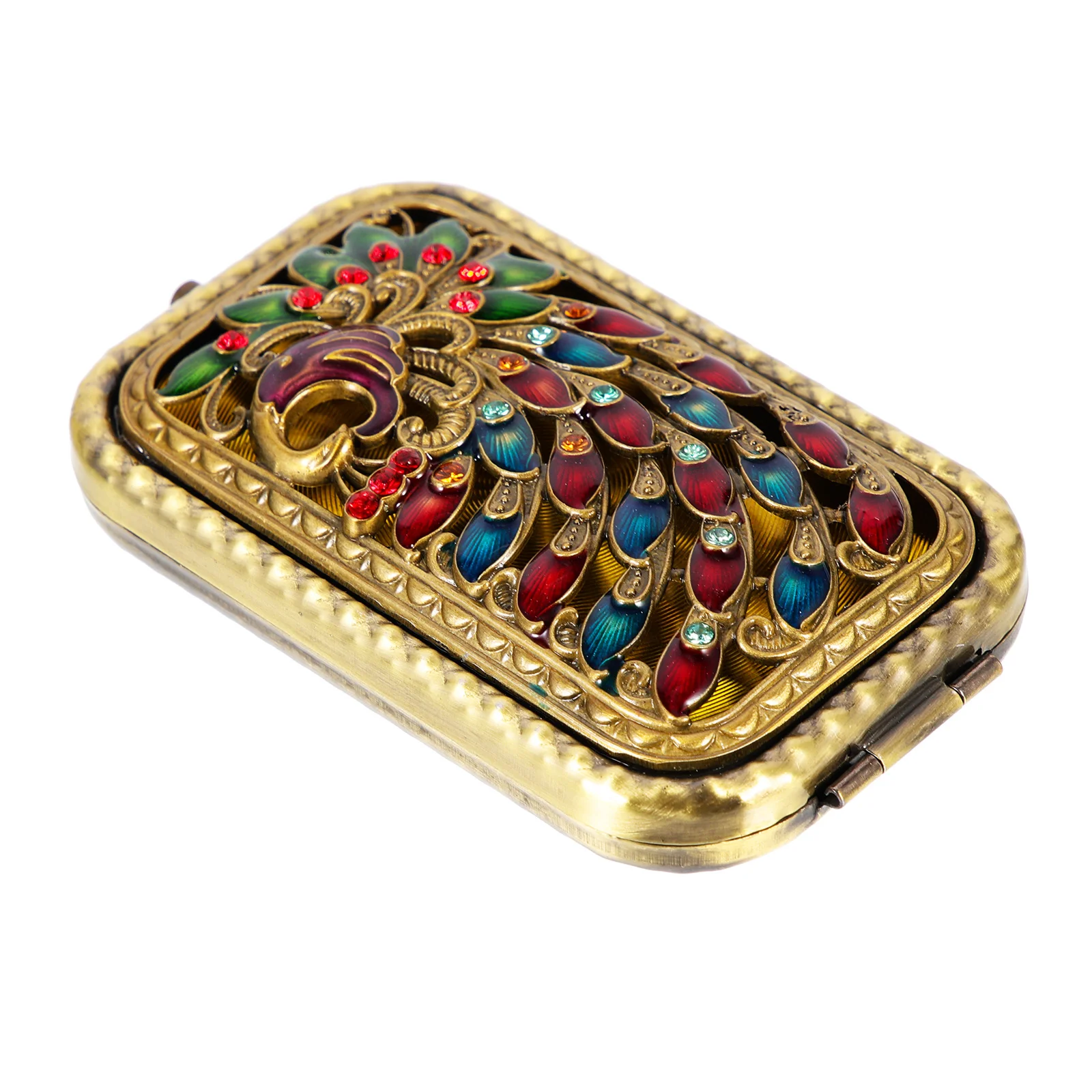 Vintage Metal Dual-Sided Compact Folding Makeup Mirror Small Portable Mirror for Women Portable Mirrors