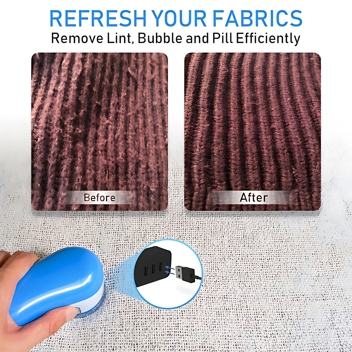1PC Fabric Shaver Lint Remover USB Powered Lint Shaver Efficiently Remove Lints from Fabrics