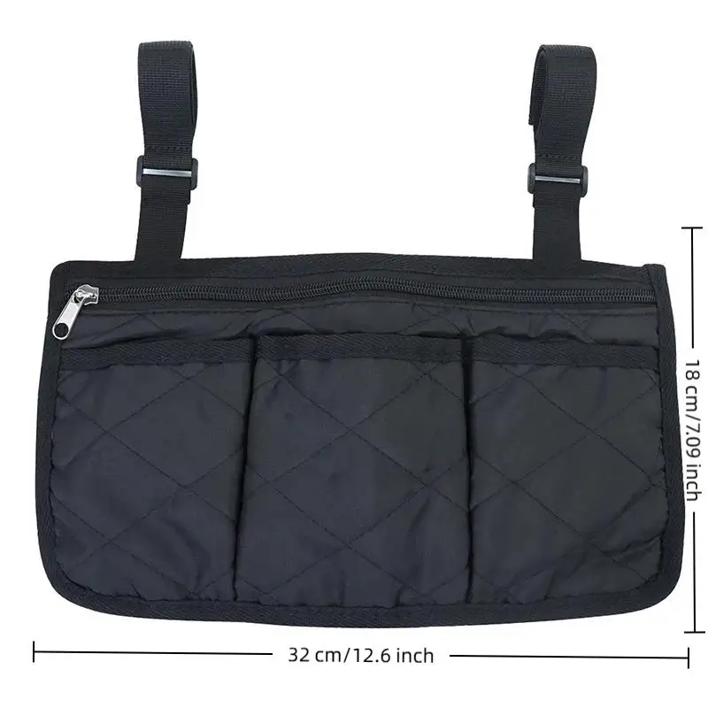 Multifunktionale Rollstuhl-Seitenarmlehnen-Tasche mit Reflektorstreifen, Tragbare Polyester-Aufbewahrungstasche für den Haushalt – Detail 10