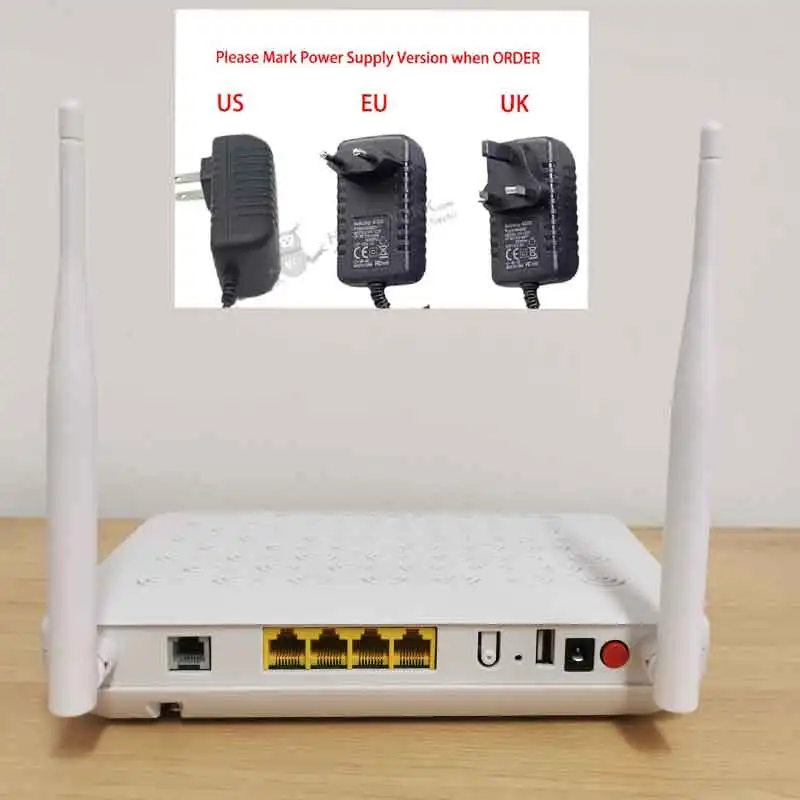 

Huavert F660 ONU V8.0 External Antennas GPON XPON 1GE+3FE +1Pots+1USB+Wifi ONT English Version Terminal ONT