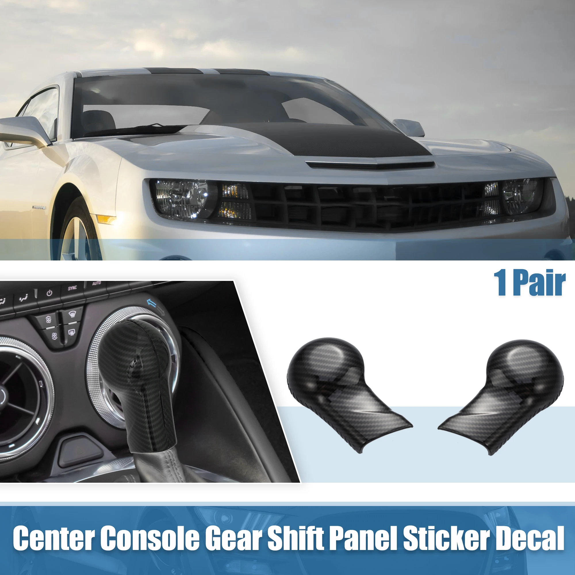 

UXCELL 1 Pair Gear Shift Knob Cover Trim Sticker Decal for Chevrolet Camaro 10-15 Black