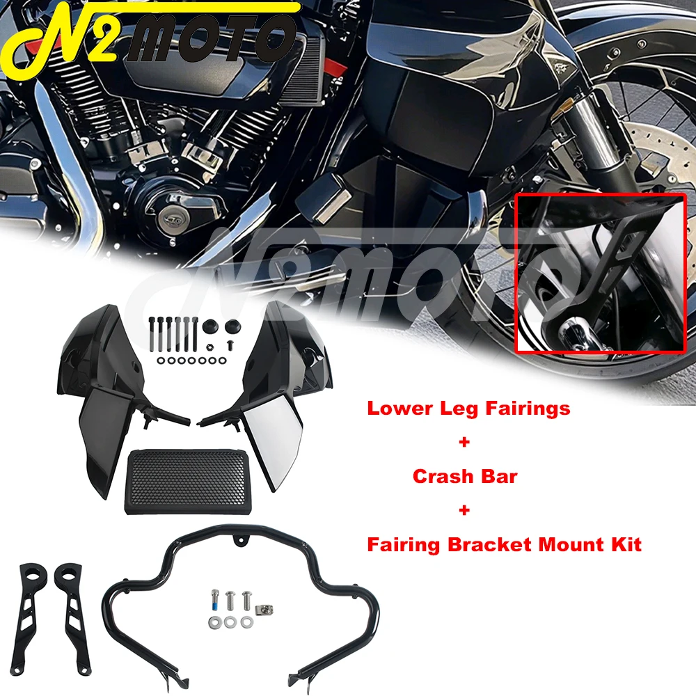 

For Harley Touring FLTRXSE 23-up FLTRX 24+ FLTRXL FLTRT 26+ Motorcycle Engine Guard Fairing Lowers Crash Bar Aluminum Mount Kit