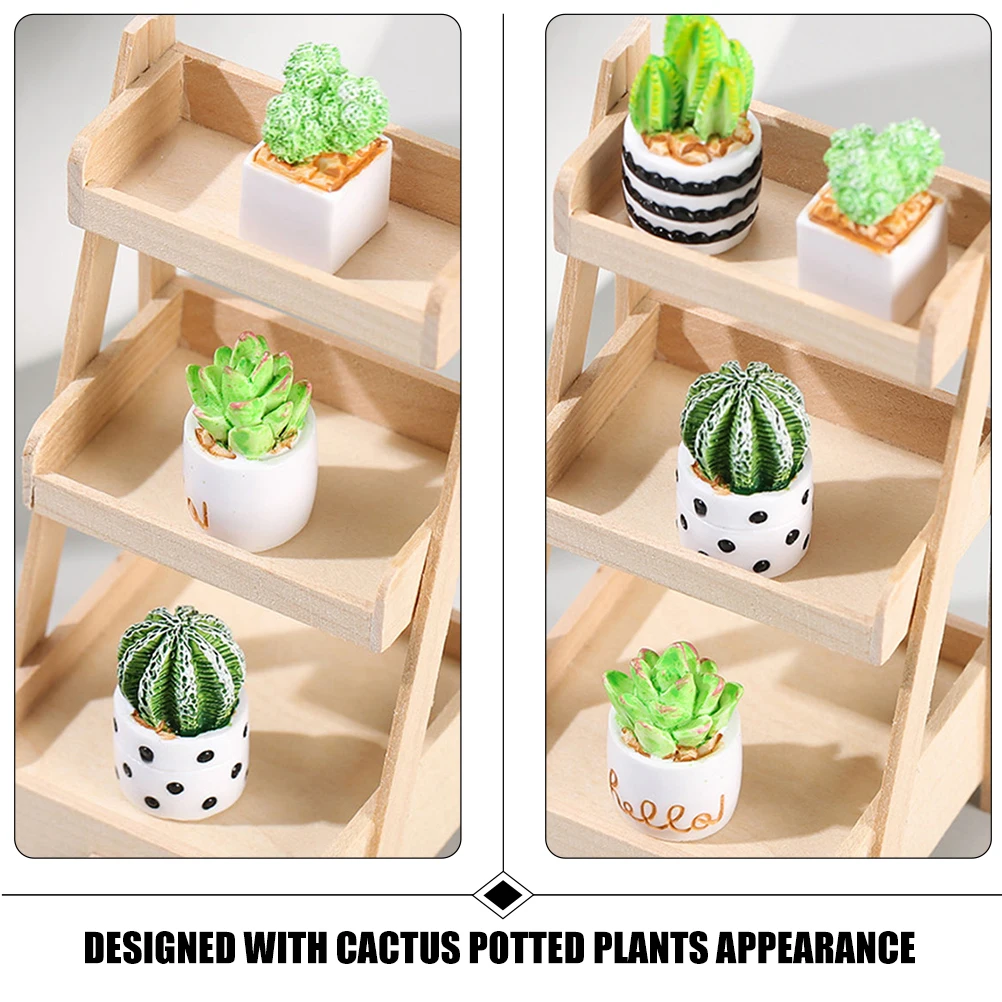 

4pcs Simulation Cactus Ornament Mini Succulents Model Miniature Plants Figurines Small Artificial Home Decor Resin Material