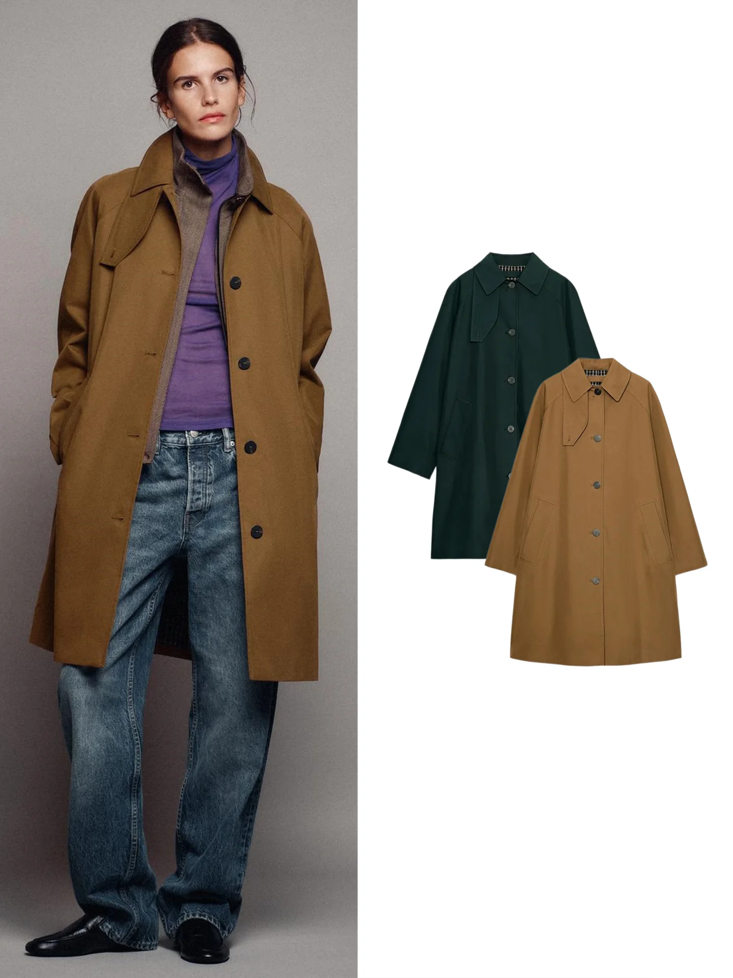 New Autumn Women's Casual Long Sleeve Turn-down Collar Single Row Multi-Buckle Mid-Length Coat Jacket Polyester Fiber