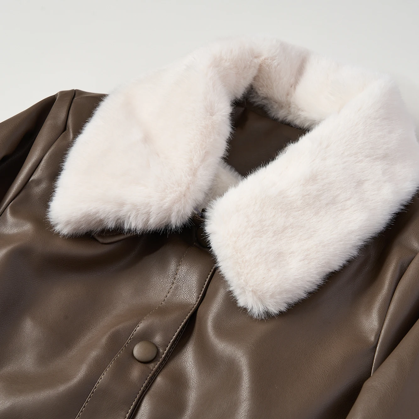 Thiened Fce 裏地付きPUレザー ジャケット レディース 冬用 ファッション バイク用 暖かいコート スタンドカラー ロングスリーブ レギュラー丈