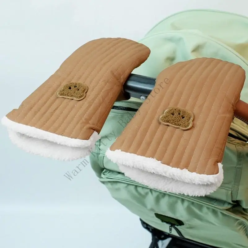 Outdoor Winter Thick Warm Baby Stroller Handmuff Universal Windproof Thick Fleece Lining Pushchair Gloves Accessories