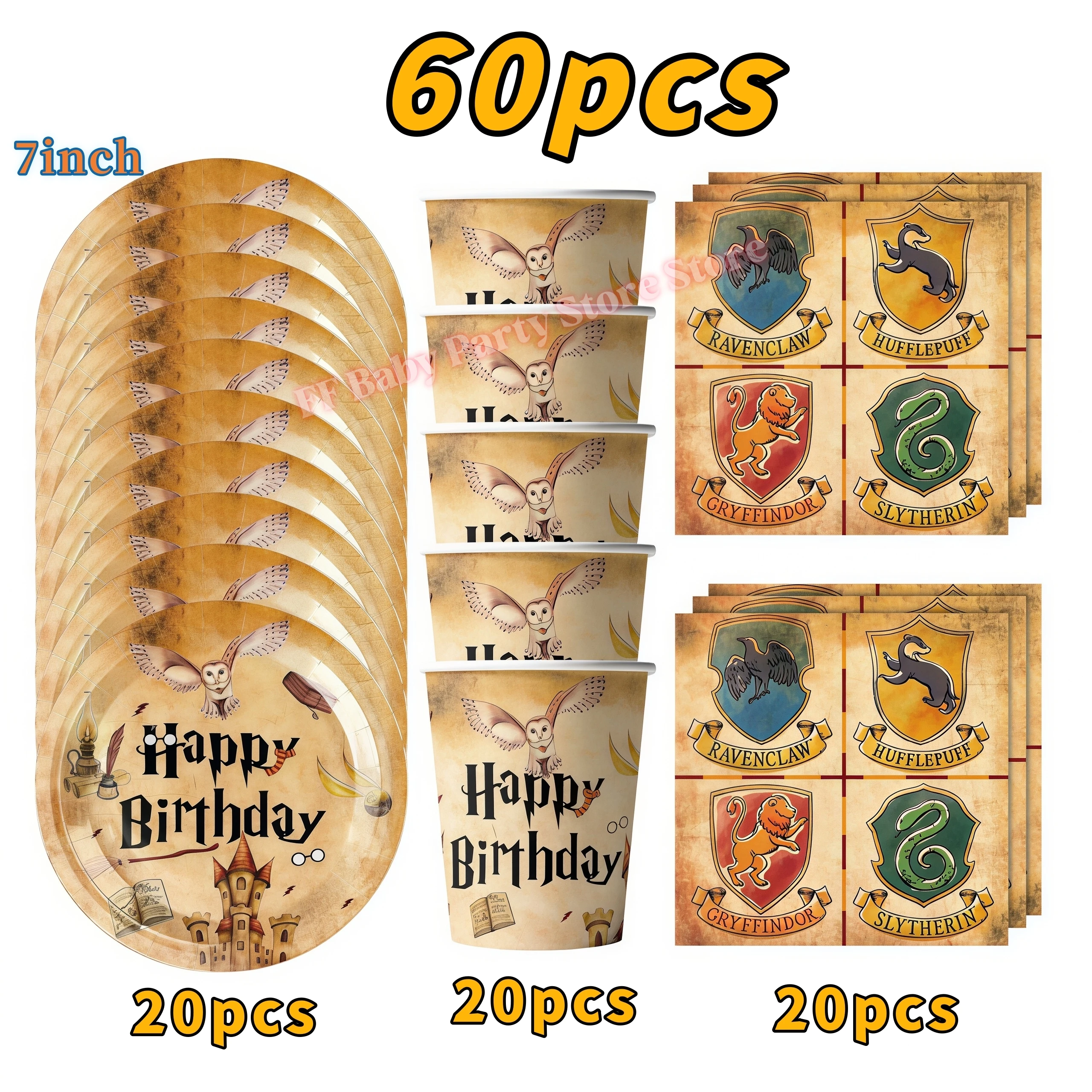 Academy Magics Geburtstagsparty-Dekoration, Harry-Potter-Motiv, Ballon, Teller, Becher, Serviette, Kindergeschenk, Babyparty-Zubehör, Event-Artikel, Souvenir