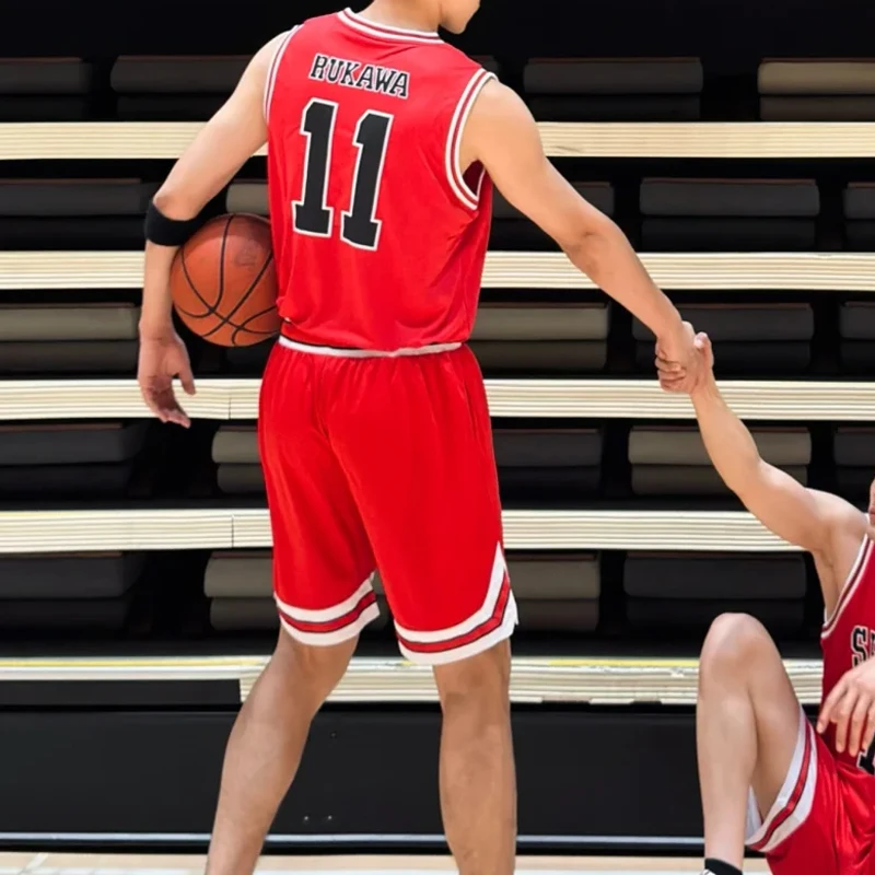 Anime Slam Dunk Shohoku High School Basketball Jersey Set Number 11 Rukawa Kaede Uniform for Cosplay Sports Party Fancy Dress